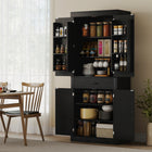 HOMCOM - Armoire de cuisine 72 po avec portes de grange - noir-Grand espace de rangement avec deux placards, un tiroir et six étagères de porte pour rester organisé 