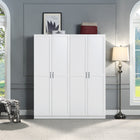 Manhattan Comfort - Hopkins 59,22 po Ensemble Moderne 2 Pièces Armoire de Rangement à 14 Étagères - Blanc-Conception de porte géométrique rectangulaire verticale avec poignées de tirage en métal noir