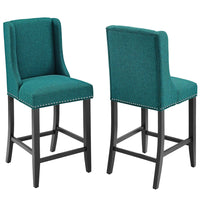 Modway - Baron Tissu rembourré Tabouret de comptoir - Sarcelle - Ensemble de 2-Tabouret de comptoir moderne élégant