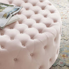 Modway - Ensconce Touffe Performance Velvet Ottoman rond - Rose-Capacité de poids de l’ottoman : 300 lbs.