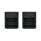 Manhattan Comfort - Ensemble de 2 tables de chevet modernes Evelyn 20" à 1 tiroir - gris charbon-Table de nuit moderne pour chambre et salon lot de 2