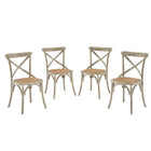 Modway - Gear Fauteuil d’appoint de salle à manger Ensemble de 4 - Gris-Jambes effilées