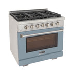 Kucht - 36 po Série KFX-X Cuisinière Pro Style au gaz propane - Acier inoxydable/Bleu pâle-Convertible au propane liquide