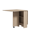 HOMCOM - Table à manger pliante avec abattant, étagères à 2 niveaux et roulettes pour 2 à 4 personnes - bois naturel-Conception à abattant