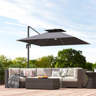 Outsunny - Parasol déporté 8 pi pour terrasse avec lumières LED à énergie solaire-La manivelle latérale permet une ouverture et une fermeture rapides  