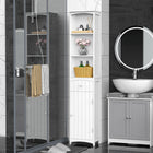 HOMCOM - Armoire de salle de bain haute avec étagères et tiroir - blanc-Structure solide et stable en MDF avec finition peinte 