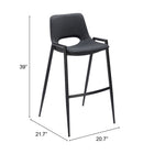 Zuo - Desi Tabouret de bar - Noir - Ensemble de 2-6