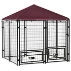 PawHut - Chenil pour chien d’extérieur 4,6 pi x 4,6 pi x 5 pi - rouge-8 panneaux en fil métallique solide et cadre en métal renforcent la stabilité et garantissent une utilisation quotidienne 