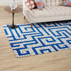 Modway - Nahia Labyrinthe géométrique Tapis de 5 pi l x 8 pi L - Ivoire gris clair et bleu-Protéger les planchers de la circulation ou des meubles