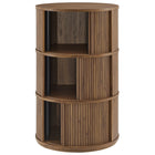 Modway - Clement Tribune ronde à piédestal Table de rangement avec portes coulissantes à tambour - Noyer-9
