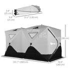 Outsunny - Tente De Pêche Sur Glace Isolée 8 Personnes, Pop-Up, Pour -22℉- Gris-Portes zippées pour entrer facilement et librement dans la tente 
