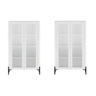Manhattan Comfort - Ensemble de 2 armoires de décoration modernes Abbey 31,5 po - Blanc-Armoire de décoration moderne pour bureau à domicile, salon, salle à manger et rangement supplémentaire, lot de 2