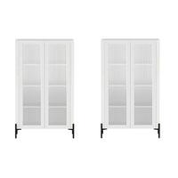 Manhattan Comfort - Ensemble de 2 armoires de décoration modernes Abbey 31,5 po - Blanc-Armoire de décoration moderne pour bureau à domicile, salon, salle à manger et rangement supplémentaire, lot de 2