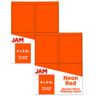 JAM Paper - Étiquettes postales, 4 x 5 po, rouge fluo, 2 paquets de 120 (354329162G)-Étiquettes rouge fluo