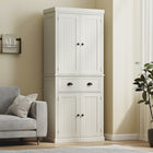 HOMCOM - Armoire de cuisine autoportante 72 po avec tiroir - blanc crème-Le MDF peint et les panneaux de particules sont faciles à nettoyer 