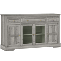 HOMCOM - Buffet 55,1 po L avec rangement - gris-Trois tiroirs et armoires améliorent les options de rangement 
