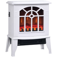 HOMCOM - Poêle électrique portable 18 po avec protection contre la surchauffe - blanc-Le verre trempé offre une esthétique brillante et une isolation thermique efficace