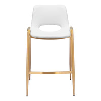 Zuo - Desi Tabouret de comptoir - Blanc/Or - Ensemble de 2-Tissu en faux cuir doux et durable