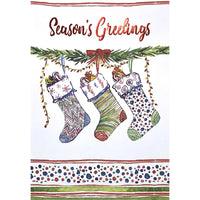 Mill Brook Studio - Cartes De souhaits Noël / Enveloppes - 5-3/8 po x 7-3/4 po - Joyeuses Fêtes: Bas de Noël - Paquet de 18-Cartes de souhaits qualité boutique