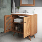 Modway - Birdie 36" Vanette de salle de bain - Blanc naturel-Évier en céramique avec comptoir intégré