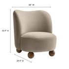Modway - Monroe Performance Velvet Chaise d’accent - Noyer taupe-Esthétique douce avec des contours arrondis