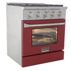 Kucht - 30 po Série KNG Cuisinière Pro Style au gaz naturel - Acier inoxydable/Rouge-Grilles de cuisson robustes en fonte résistantes à la chaleur intense permettant de déplacer les ustensiles d’un brûleur à l’autre sans les soulever
