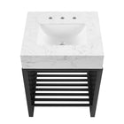 Modway - Gridiron 24" Vanette de salle de bain - Blanc Noir-Évier en marbre artificiel