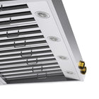 KUCHT KRH480-GL-C 48 po Hotte murale - avec commandes numériques - 1200 CFM - Acier inoxydable/Or-2 conduits ronds de 8 po pour de meilleures performances et une plus grande efficacité de ventilation