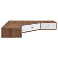Modway - Transmit Coin de montage mural de 47" Noyer Bureau - Blanc noyer-Bureau d’angle