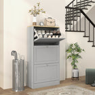HOMCOM - Armoire à chaussures moderne avec 3 tiroirs basculants pour 12 à 18 paires - gris-Étagères réglables à deux niveaux pour accueillir différentes tailles de chaussures 