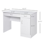 HOMCOM - Bureau d'ordinateur avec tiroirs de rangement - 43,25 po L x 19 po l x 29,75 po H - blanc-La structure compacte et la petite taille conviennent aux appartements, bureaux de dortoir et petits espaces