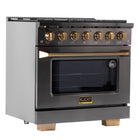 Kucht - 36 po Série KED style professionnel à double combustible - Gemstone-La cuisinière tout en acier inoxydable titane avec poignée professionnelle dorée vous aide à vivre une expérience culinaire ultime
