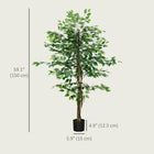 HOMCOM - Arbre artificiel ficus 5 pi pour décoration intérieure - vert-Mousse en PE et terreau en ciment inclus, rendant la plante plus stable et réaliste 