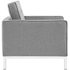 Modway - Loft Tissu rembourré Fauteuil - Gris clair-Cadre tubulaire en acier inoxydable