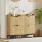 HOMCOM - Armoire à chaussures mince pour entrée et couloir - chêne-Structure en acier et panneaux de particules, finition mélaminée et conception anti-basculement pour plus de stabilité 