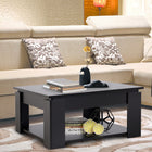 HOMCOM - Table basse moderne à 2 niveaux avec étagère - noir-Assemblage facile requis