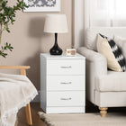 HOMCOM - Table de chevet avec 3 tiroirs - blanc-Espace supérieur spacieux pour boissons, décorations et plus encore 