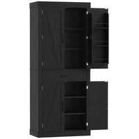 HOMCOM - Armoire de cuisine 72 po avec portes de grange - noir-Présente un design de porte de grange rustique, ajoutant du charme campagnard à votre maison 