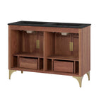 Modway - Daylight Double évier 48" Vanette de salle de bain - Noyer noir-Assemblée requise