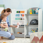 Qaba - Étagère de rangement pour jouets pour enfants - Gris-Hauteur idéale pour les 3-8 ans pour accéder facilement aux jouets et aux livres 