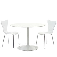 Modway - Revolve 3 pièces Ensemble à manger - Blanc-Chaises : siège en contreplaqué massif