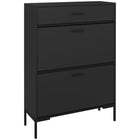 HOMCOM - Organisateur de rangement à chaussures moderne avec portes rabattables - noir-Le meuble à chaussures moderne s’adapte à la plupart des styles de mobilier de maison