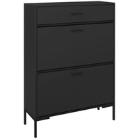 HOMCOM - Organisateur de rangement à chaussures moderne avec portes rabattables - noir-Le meuble à chaussures moderne s’adapte à la plupart des styles de mobilier de maison