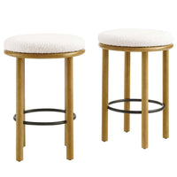 Modway - Fable Tissu Boucle Tabourets de comptoir - Ivoire de chêne - Ensemble de 2-Tabourets de comptoir de 26 pouces - Ensemble de 2