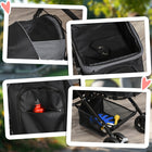 PawHut - Poussette pour animaux à 4 roues avec poignée réversible et frein, noir-Panier inférieur et sac de rangement pour les accessoires de votre animal et vos effets personnels 