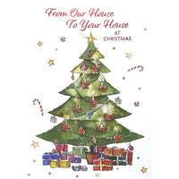 Mill Brook Studio - Cartes De souhaits Noël / Enveloppes - 5-3/8 po x 7-3/4 po - De notre maison à la vôtre - Arbre - Paquet de 18-Cartes de souhaits qualité boutique