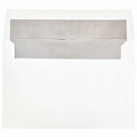 JAM Paper Enveloppes d'invitation A9 doublées d'aluminium - 5,75 x 8,75 po - Blanc avec feuille d'argent - paquet de 25-Couleur : blanc avec doublure en feuille d'argent, La feuille donne à l’enveloppe une brillance naturelle