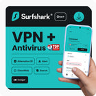 SurfShark - Service One+ - Abonnement d'un an [Téléchargement]-Inclut un VPN de qualité supérieure. Accédez à un chiffrement de calibre supérieur, bloquez les publicités et les fenêtres contextuelles, naviguez en toute sécurité sur le Wi-Fi public et profitez de connexions haute vitesse.