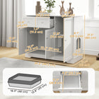 PawHut - Enclos pour bac à litière pour chat avec tiroir, rangement, kit anti-basculement - blanc-Convient à la plupart des bacs à litière de moins de 23,2 po l x 15,9 po P x 19,5 po H (59 l x 40,5 P x 49,5 H cm) 