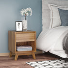 HOMCOM - Table de chevet pour chambre - noyer-La table de chevet fine peut être placée à côté de votre lit, de votre canapé ou partout où vous en avez besoin 